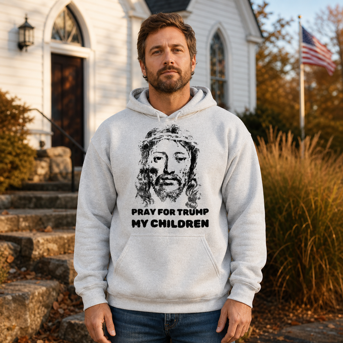 Pray For Trump - Premium Hoodie (Ash Grey)